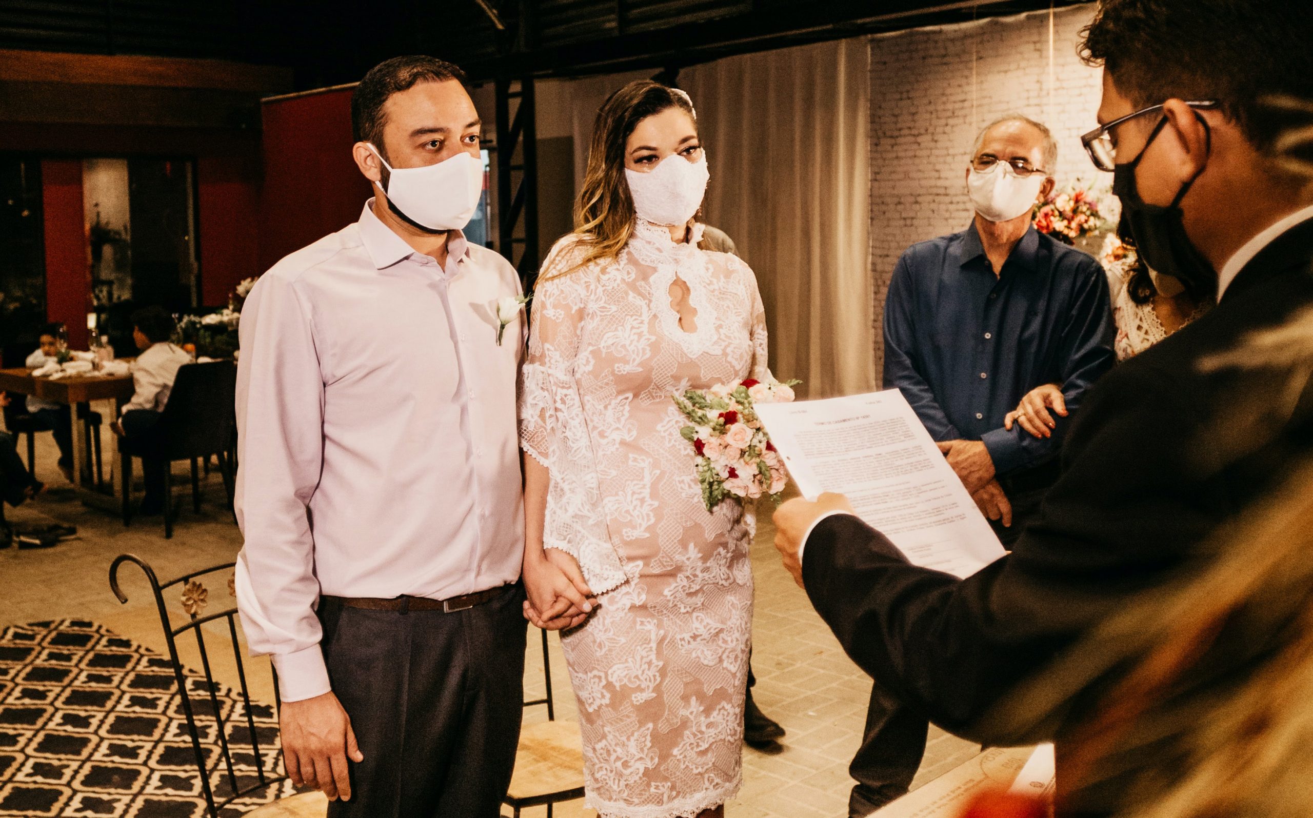 wedding with masks