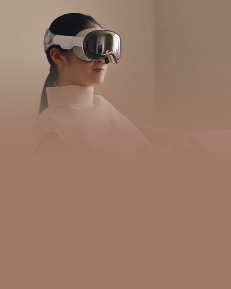 Person immersed in a spatial computing experience