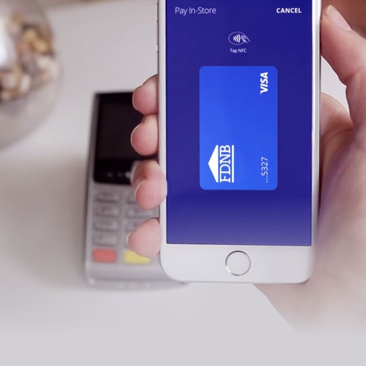 Smartphone presenting a digital Visa card for electronic payment