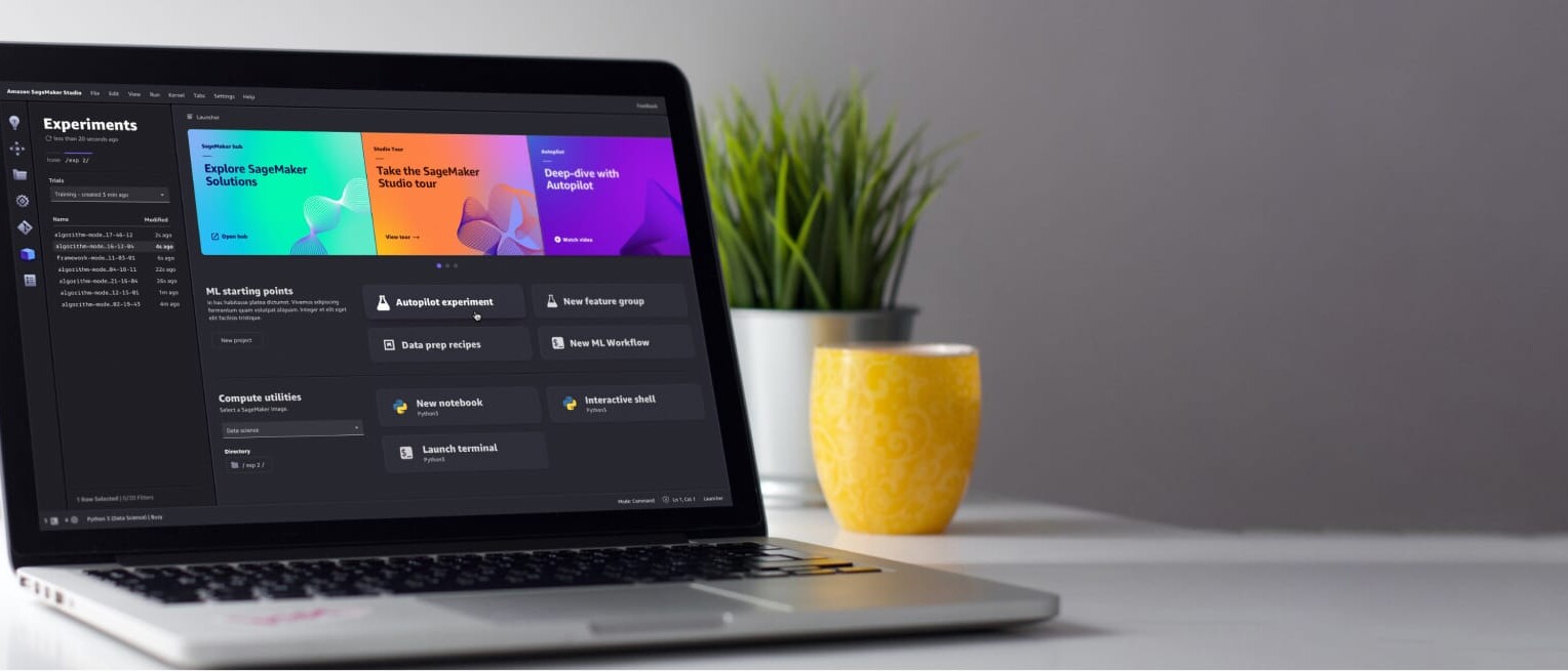 A laptop displays a user-friendly dashboard for training machine learning models.